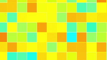 Colored mosaic background, computer generated. Surface of multi-colored blocks. 3d rendering of dynamic geometric style