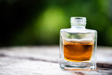 Oil bottle. Oil glass. Bottle. 