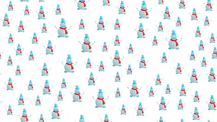 Christmas seamless pattern with snowman background, Winter pattern with bear, wrapping paper, pattern fills, winter greetings, web page background, Christmas and New Year greeting cards