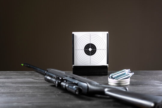 Trapped - shooting range equipment at the shooting position with a shield