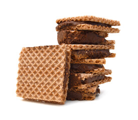 Wafers with chocolate on a white background