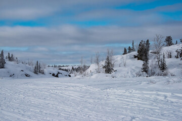 Snowy landscape at Yellowknife, Canada