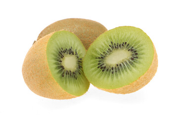 Fototapeta premium Close up of kiwi fruit and slice kiwi isolated on white background