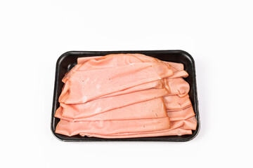 mortadella tray isolated on white