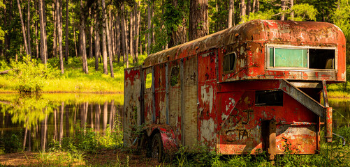 old rusty horse trailer 