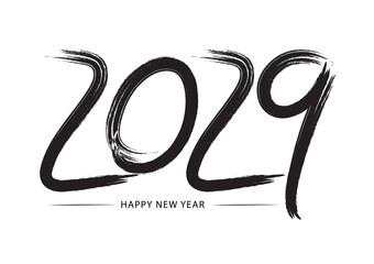 2029 text logo. Hand sketched numbers of new year.  New year 2029 lettering . Vector template for cards, calendar, t-shirts, invitations, labels. 
