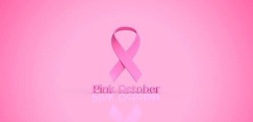pink october ribbon on pink background