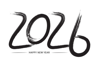 2026 text logo. Hand sketched numbers of new year.  New year 2026 lettering . Vector template for cards, calendar, t-shirts, invitations, labels. 
