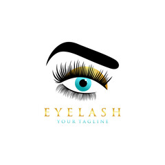Luxury eyelash glamour logo. Vector emblem for makeup or beauty salon, lash extensions maker.