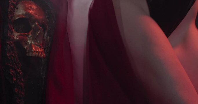 Close up of a throne and a succubus sitting down on it, 4k