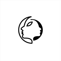 Female face logo, face circle logo design vector illustration, face logo design template vector image