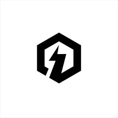 Electric current hexagon logo, electric current logo design vector illustration, electric current logo design template vector image