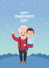 happy grandparents day card with grandfather and grandson