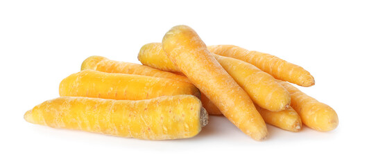 Fresh raw yellow carrots isolated on white