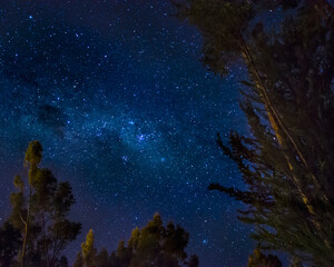 Fototapeta na wymiar fotografia nocturna, cielo azul con estrellas