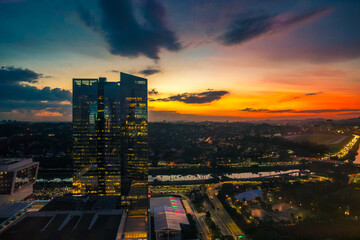 sunset over the city of sao paulo