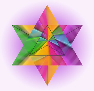 Sacred Geometry - Merkaba- Rainbow pattern, Vector Illustration
