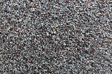 Dry poppy seeds as background, closeup view