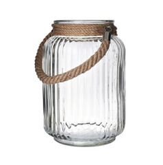 Stylish empty glass vase isolated on white