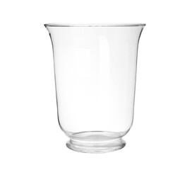 Stylish empty glass vase isolated on white