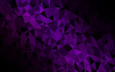 Dark Purple vector shining triangular background. Triangular geometric sample with gradient.  Elegant pattern for a brand book.