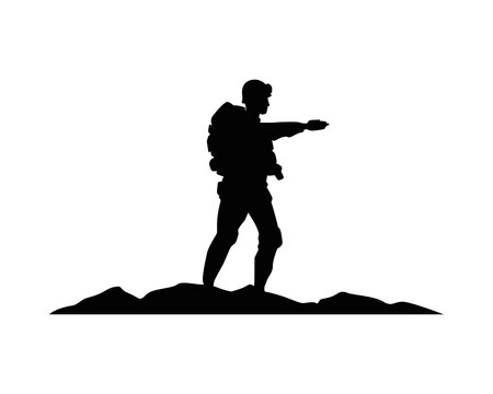 soldier military standing silhouette in camp