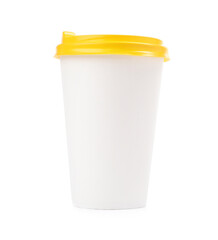 Takeaway paper coffee cup isolated on white