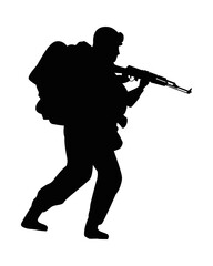 soldier military with rifle silhouette figure