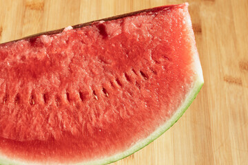 Close up of organic seedless watermelon slice