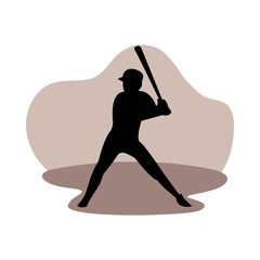 athletic man practicing baseball sport silhouette