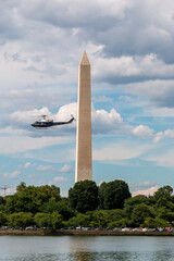 US Helicopter Flying Past the Obelix With Cloudy Skies