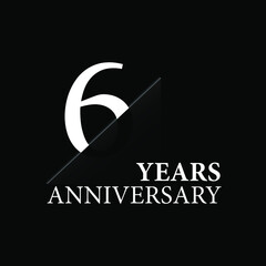 6 years anniversary celebration logo design. white cut style isolated