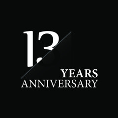 13 years anniversary celebration logo design. white cut style isolated