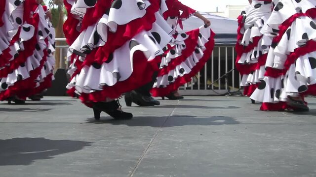 Flamenco dancers performing traditional flamenco dance 