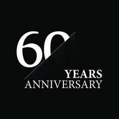 60 years anniversary celebration logo design. white cut style isolated