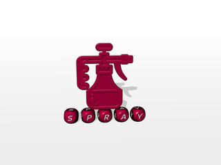 3D illustration of spray graphics and text made by metallic dice letters for the related meanings of the concept and presentations. background and paint