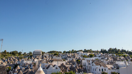 Panoramic view in Alberobello, the famous Trulli village in Puglia (Puglia), southern Italy