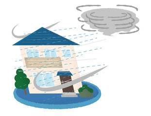 竜巻の被害に遭う自動車のベクターイラスト Wall Mural Icim