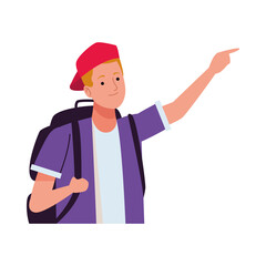 young tourist man happy character