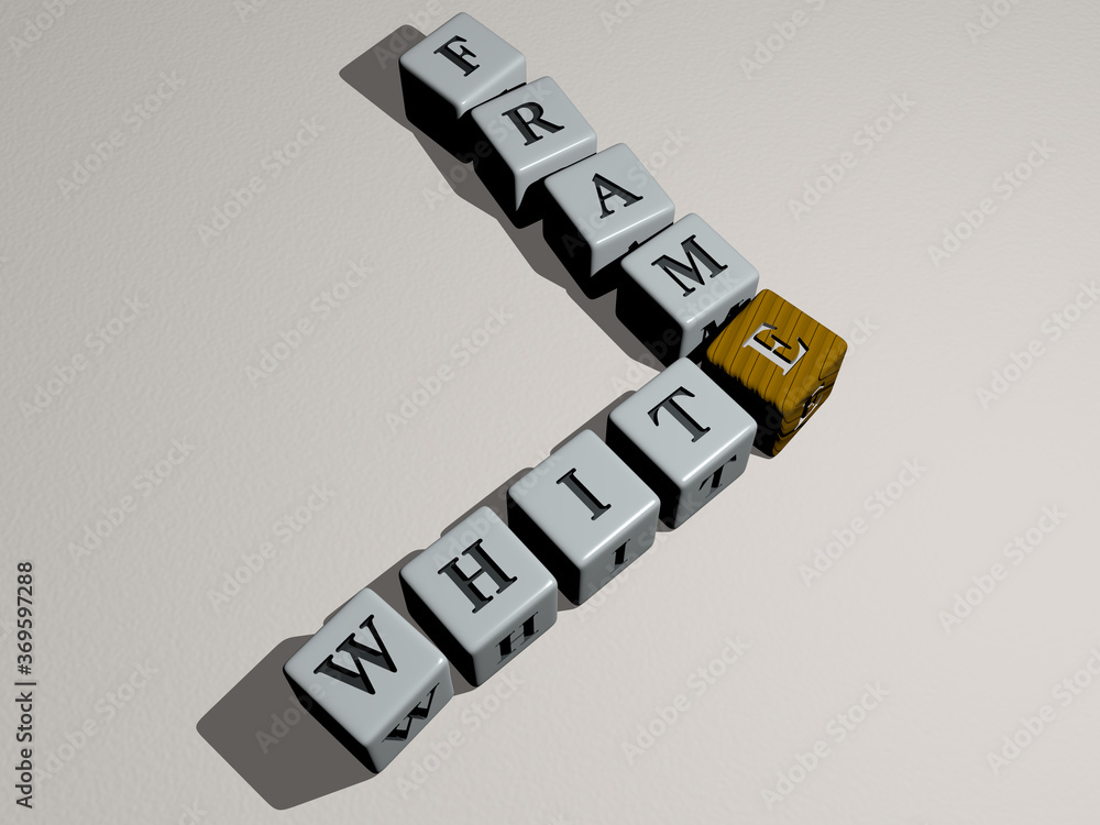 Poster combination of white frame built by cubic letters from the top perspective, excellent for the concep