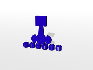 3D graphical image of PISTON vertically along with text built by metallic cubic letters from the top perspective, excellent for the concept presentation and slideshows. illustration and engine