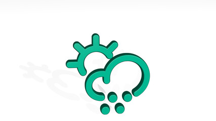 WEATHER SNOW stand with shadow. 3D illustration of metallic sculpture over a white background with mild texture. blue and beautiful