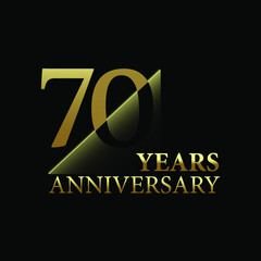 70 years anniversary celebration logo design. gold cut style isolated