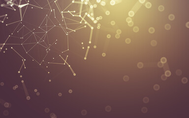 Abstract background. Molecules technology with polygonal shapes, connecting dots and lines. Connection structure. Big data visualization.