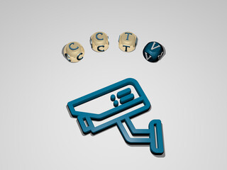 3D illustration of cctv graphics and text around the icon made by metallic dice letters for the related meanings of the concept and presentations. camera and security