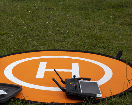 Closeup Shot Of A Drone Landing Pad