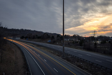Panoramic View of an Expressway during Sunset