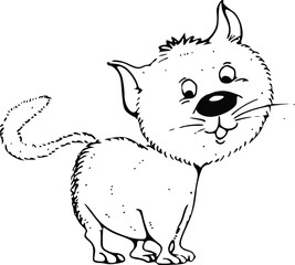 Vector cartoon black and white cat