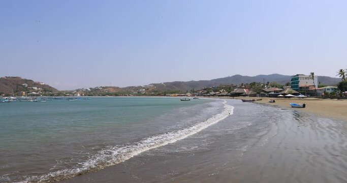San Juan del Sur Nicaragua beach marina 4K. Tourist destination with tropical beach and resorts. Cultural traditions, diversity in folklore, cuisine and culture. Generally poor population.