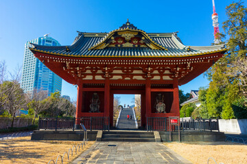 Gate of Daitokuin Mausoleum at Shiba Park in Tokyo, Japan